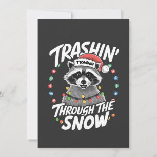 Trashing Through the Snow Funny Racoon Christmas Invitation