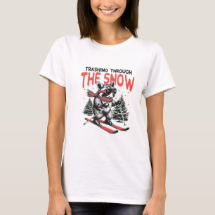 Trashing Through The Snow Racoon Skiing Vintage T-Shirt