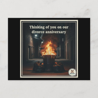 Trashy divorce anniversary holiday postcard