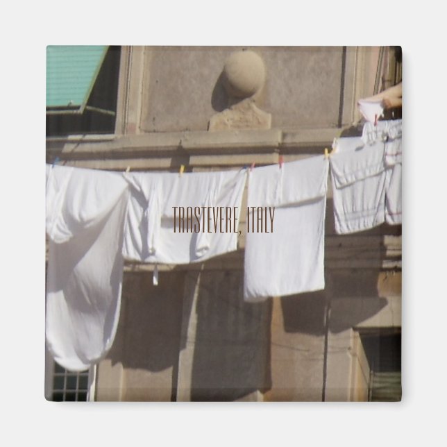 Trastevere, Italy, Clothesline, brown Magnet (Front)