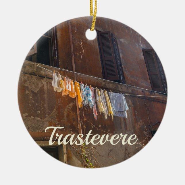 Trastevere Rome Ceramic Tree Decoration (Front)
