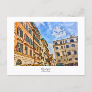 Trastevere Rome, Italy Watercolor Painting Postcard
