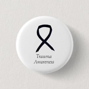 Trauma Awareness Black Ribbon Custom Button Pin