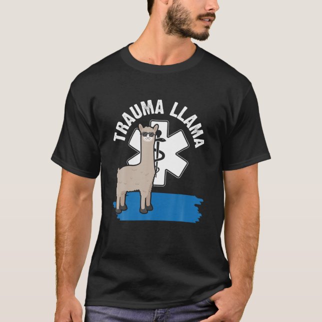 Trauma Llama Ambulance EMS EMT Paramedic Nurse Med T-Shirt (Front)