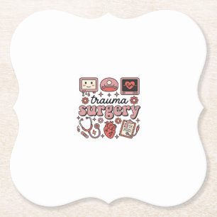 Trauma Surgery Vintage Medical Vector Shirt Design Paper Coaster