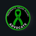 Traumatic Brain Injury Advocate Ribbon Black 6 Cm Round Badge<br><div class="desc">Traumatic Brain Injury Advocate Ribbon Black Button for awareness and support for people with traumatic brain injury.</div>