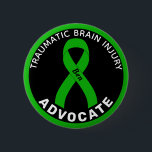 Traumatic Brain Injury Advocate Ribbon Black 6 Cm Round Badge<br><div class="desc">Traumatic Brain Injury Advocate Ribbon Black Button for awareness and support for people with traumatic brain injury.</div>