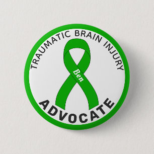 Traumatic Brain Injury Advocate Ribbon White 6 Cm Round Badge