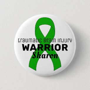 Traumatic Brain Injury Advocate Ribbon White 6 Cm Round Badge