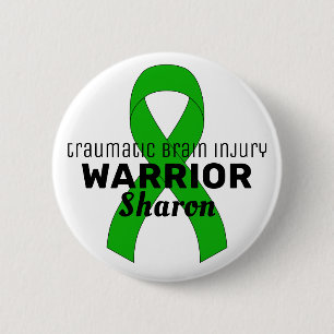 Traumatic Brain Injury Advocate Ribbon White Butto 6 Cm Round Badge