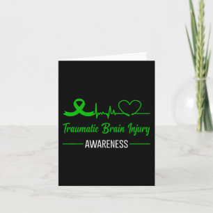 Traumatic Brain Injury Awareness Green Ribbon Hear Card