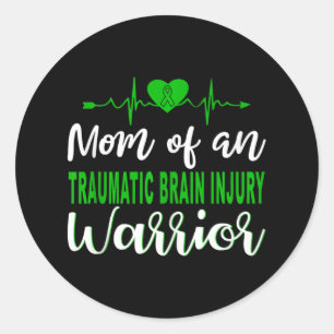 Traumatic Brain Injury Awareness Heartbeat Green P Classic Round Sticker