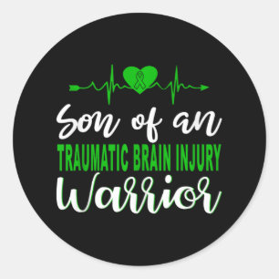 Traumatic Brain Injury Awareness Heartbeat Green P Classic Round Sticker