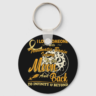 Traumatic Brain Injury Awareness Moon Back Love Key Ring