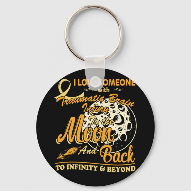 Traumatic Brain Injury Awareness Moon Back Love Key Ring (Front)