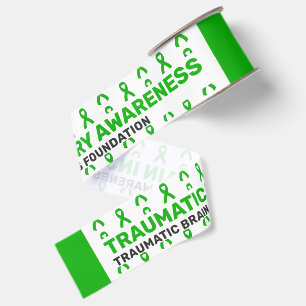 Traumatic Brain Injury Awareness Pattern Ribbon Grosgrain Ribbon