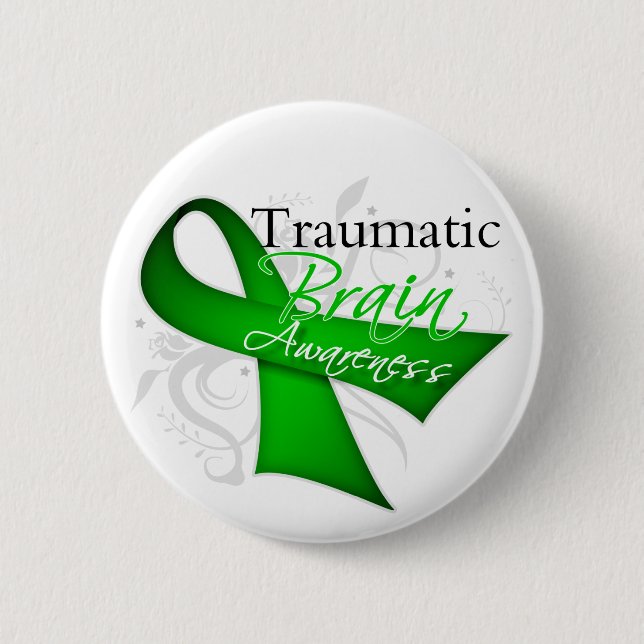 Traumatic Brain Injury Awareness Ribbon 6 Cm Round Badge (Front)