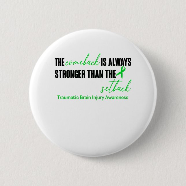 Traumatic Brain Injury Awareness Ribbon Support 6 Cm Round Badge (Front)