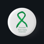 Traumatic Brain Injury (TBI) Awareness Ribbon Pin<br><div class="desc">Traumatic Brain Injury (TBI) awareness cause uses a green ribbon. The awareness ribbon pin features the painting of a green awareness ribbon angel on a custom button pendant. The awareness angel pendant notes "Traumatic Brain Injury Awareness". The green awareness ribbon art lapel pins or buttons can be customised with personalised...</div>