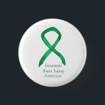 Traumatic Brain Injury (TBI) Awareness Ribbon Pin<br><div class="desc">Traumatic Brain Injury (TBI) awareness cause uses a green ribbon. The awareness ribbon pin features the painting of a green awareness ribbon angel on a custom button pendant. The awareness angel pendant notes "Traumatic Brain Injury Awareness". The green awareness ribbon art lapel pins or buttons can be customised with personalised...</div>