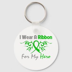 Traumatic Brain Injury Tribal Deco Ribbon Hero Key Ring