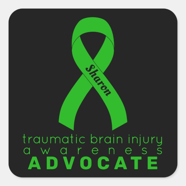 Traumatic Brain Injury Warrior Black Square Sticker (Front)