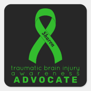 Traumatic Brain Injury Warrior Black Square Sticker