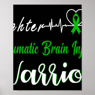 Traumatic Brain Injury Warrior Heartbeat Fight Gre Poster