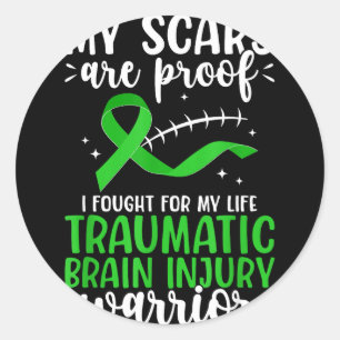 Traumatic brain injury warrior tbi awareness month classic round sticker