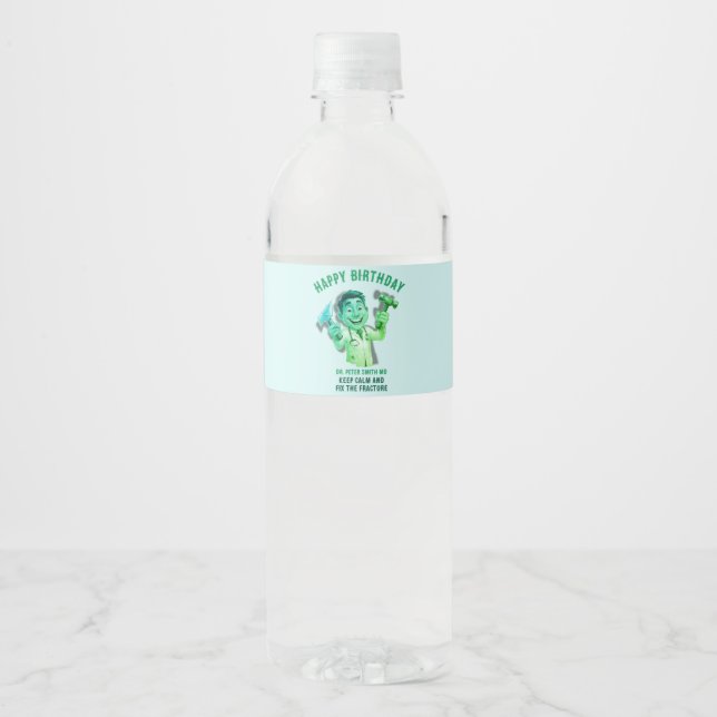 traumatologist Keep calm and fix the fracture MD Water Bottle Label (Front)