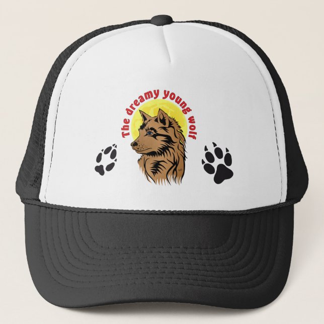 träumender Wolfwelpe Truckerkappe Trucker Hat (Front)