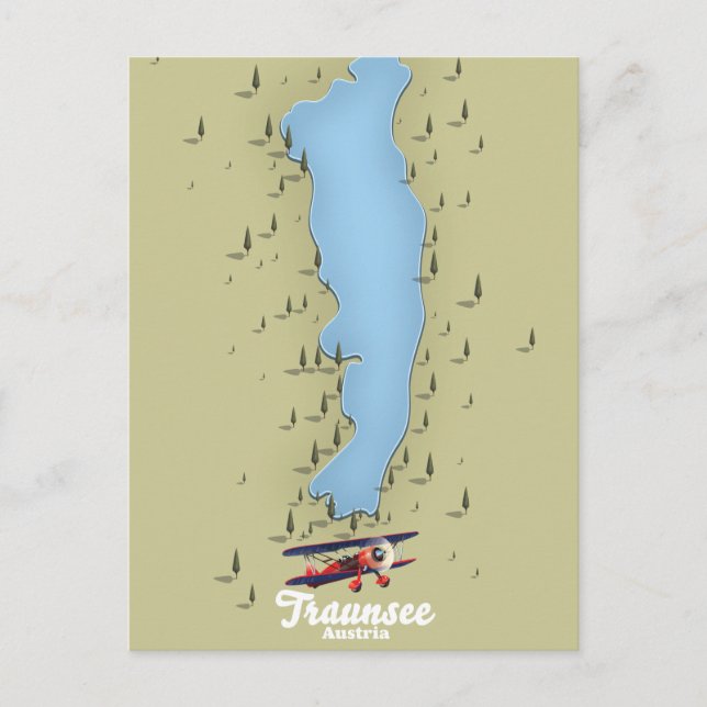 Traunsee Austrian lake map Poster Postcard (Front)