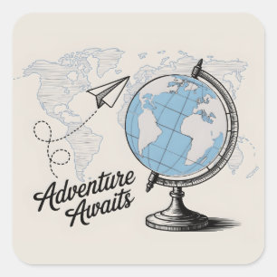 Travel Adventure Awaits Square Sticker
