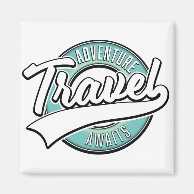 Travel Adventure Awaits vintage logo Magnet (Front)