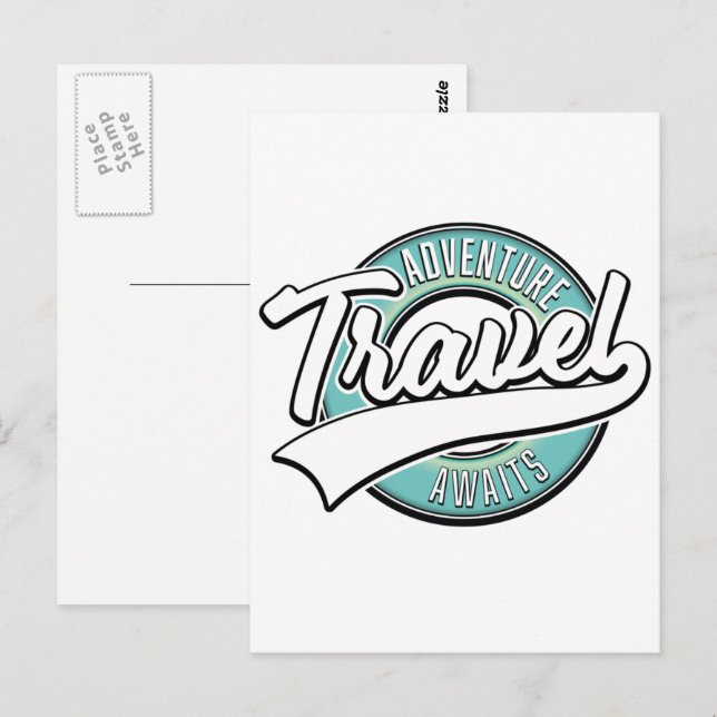 Travel Adventure Awaits vintage logo Postcard (Front/Back)