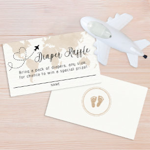 Travel Adventure Baby Shower Diaper Raffle Card