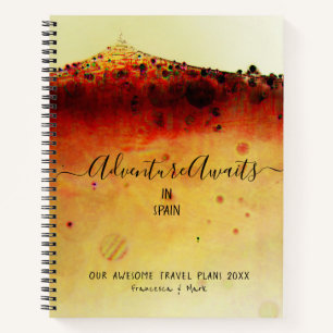 Travel Adventure Couple Abstract Hill Red Custom Notebook