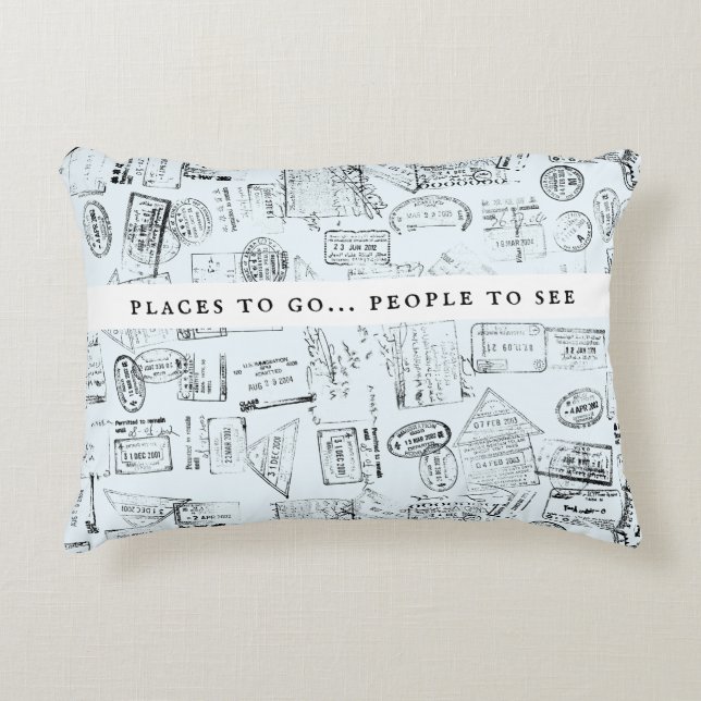 Travel Adventure Lovers Personalised Passport Decorative Cushion (Front)