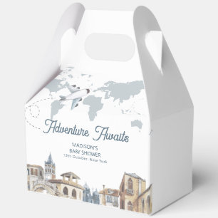 Travel Adventure World Map Airplane Baby Shower Favour Box