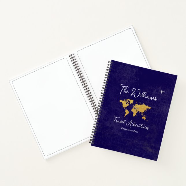 Travel Adventures Distressed Blue Notebook (Inside)