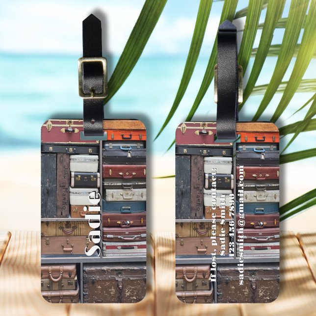 Travel Adventures, Vintage Suitcases Luggage Tag (Creator Uploaded)