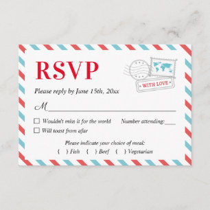 Travel Aeroplane Airline Wedding RSVP Card Postcar