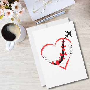 Travel Aeroplane Heart and I love My Fly Family Holiday Card
