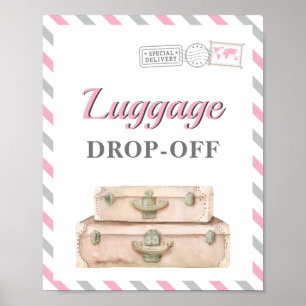 Travel Aeroplane Party Luggage Drop-off Gift Table Poster
