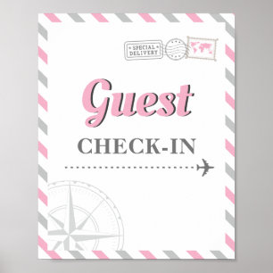 Travel Aeroplane Party Theme Guest Check-in Welcom Poster