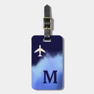 travel aeroplane personalised name & initial luggage tag
