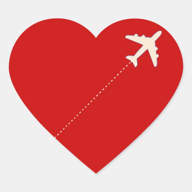 travel aeroplane with dotted line heart sticker (Front)