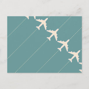 travel aeroplane with dotted line postcard