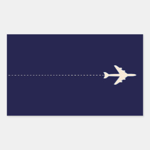 travel aeroplane with dotted line rectangular sticker