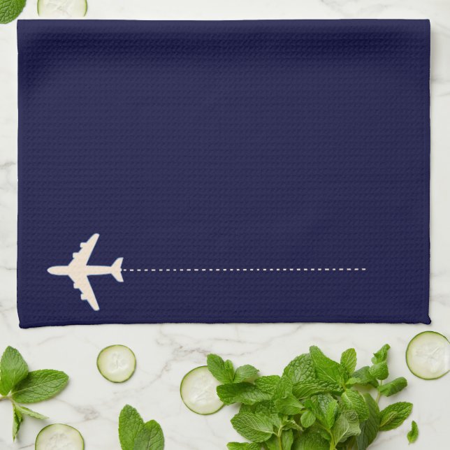 travel aeroplane with dotted line tea towel (Folded)